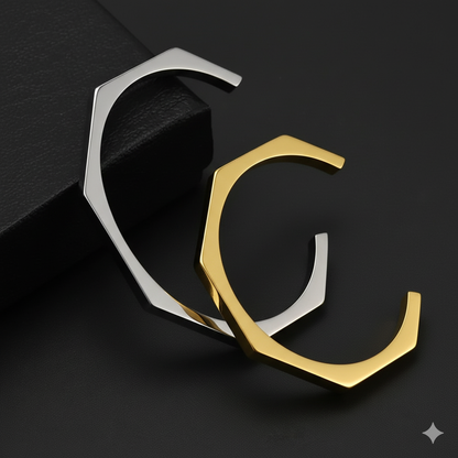 Stainless Steel Hexagon Cuff Bangle