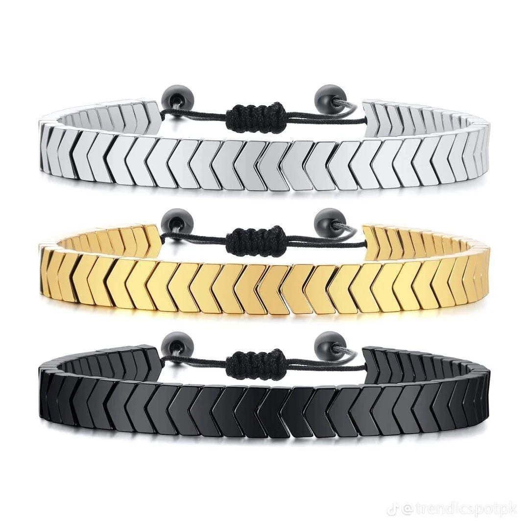 Stainless Steel Hematite Arrow Bracelet