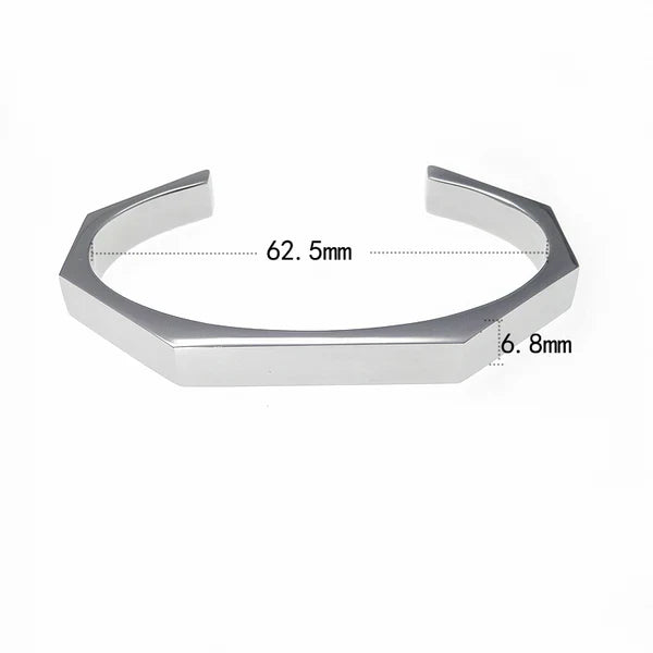 Stainless Steel Hexagon Cuff Bangle