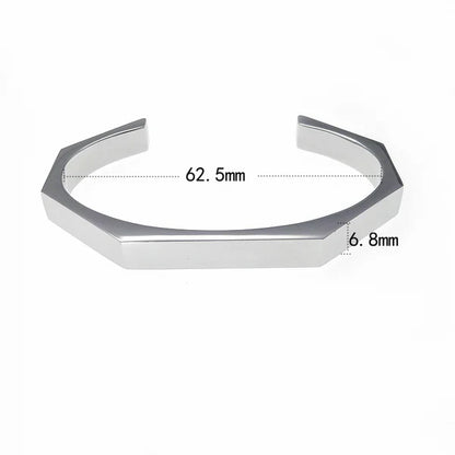 Stainless Steel Hexagon Cuff Bangle